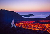 Frankreich,Insel La Réunion,Piton-Vulkan von La Fournaise,Lava-Probe auf dem Piton-Vulkan von La Fournaise