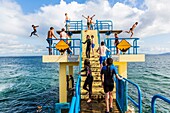 Ireland, County Galway, Diving in Salthill