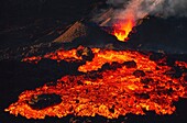 France, Reunion Island, Piton Volcano of la Fournaise erupting