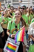 Kanada,Provinz Quebec,Montreal,Montreal Pride Festival,Abschlussparade,LGBTQIA+ Gemeinschaft ((lesbisch,schwul,bisexuell,trans,queer,intersex,asexuell))