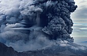 Philippines, Luzon Island, Pinatubo Volcano, 1991 Pinatubo Volcano Eruption from the Sky (aerial view)