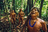 Ecuador, Orellana, Rio Cononaco, blowgun hunting, the Huaorani are one of the last two tribes of hunter-gatherers who live in the heart of the rainforest of Ecuador