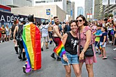 Kanada,Provinz Quebec,Montreal,Montreal Pride Festival,Abschlussparade,LGBTQIA+ Gemeinschaft ((lesbisch,schwul,bisexuell,trans,queer,intersex,asexuell))