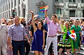 Canada, Province of Quebec, Montreal, Montreal Pride Festival, Final Parade, LGBTQIA+ Community ((lesbian, gay, bisexual, trans, queer, intersex, asexual)), Canadian politicians François Legault (PM Quebec), Valérie Plante (Mayor of Montreal), Justin Trudeau (PM Canada), Elysabeth May (Canada Green Party), Jagmeet Singh (NDP Leader), Mélanie Joly (Minister Canada)