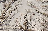 Philippines, Luzon Island, Zambales, Eruption of the Pinatubo volcano seen from the sky in 1991, erosion in the ash (aerial view)