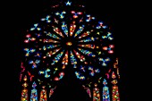 Ecuador, Quito, Basilica of the National Vow, from 19th century, of neo-gothic style, rosettes with multicolored stained glass