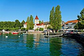 Switzerland, Canton of Vaud, Lausanne, Ouchy district, Geneva lake (Lac Leman), Ouchy castle hotel and Marina Lake Geneva