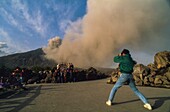 Japan, Kyushu, Kagoshima, Sightseeing at the summit of Aso volcano