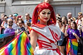 Kanada,Provinz Quebec,Montreal,Montreal Pride Festival,Abschlussparade,LGBTQIA+ Gemeinschaft ((lesbisch,schwul,bisexuell,trans,queer,intersexuell,asexuell))