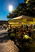 Poland, Voïvodie Lesser Poland, Krakow, Stare Miasto district, World Heritage Site, Old Town, Market Place, Wedel restaurant terrace