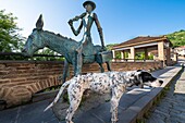 Georgia, Kakheti region, Sighnaghi fortified village, one of the many sculptures scattered in the village