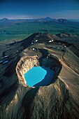 Russia, Kamchatka, Acid lake in the crater of Maly Semyachik volcano