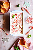 Candy cane ice cream as a festive treat