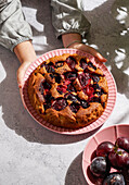 Plum cake,with ice cream,sunshine,natural shade