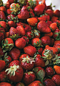 Close-up of fresh strawberries with bright red colour. Natural light