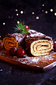 Buche de Noel Christmas Yule Log Cake.