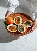 Fresh passion fruit,Passiflora ligularis,sweet granadilla or grenadia