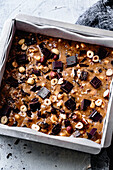 Hazelnut Blondies (chocolate chip biscuit bar)