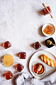 Selection of Australian honey, including Yellowbox, Ironbark, Macadamia, Rainforest, Tea Tree, Manuka, Creamed Honey and Honeycomb.