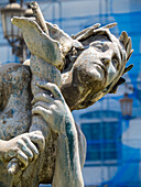 Portugal, Lisbon. Closeup of ornamental fountain monuments in Rossio Square (Praca Dome Pedro IV).