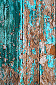 Mexiko,Baja California Sur. Detail eines bemalten Zauns