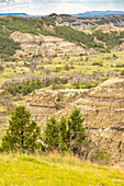 USA,North Dakota,Theodore Roosevelt National Park. Überblick über die erodierten Formationen des Parks