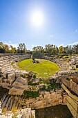 Römisches Amphitheater,Archäologischer Park Neapolis,UNESCO-Welterbe,Syrakus,Sizilien,Italien,Mittelmeerraum,Europa