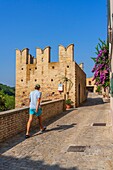 Crenellated tower, 13th century, Torre di Palme, Fermo, Ascoli Piceno, Marche, Italy, Europe