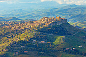 View of Calascibetta village and surroundings, Enna, Sicily, Italy, Mediterranean, Europe