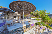 Kastro outdoor cafe bar and restaurant, Kastro, Sifnos Island, Cyclades, Greek Islands, Greece, Europe