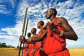 Maasai (Masai) Warriors, Masai Mara National Reserve, Kenya, East Africa, Africa