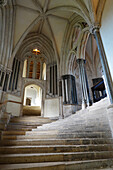 Wells Cathedral, a 12th century Anglican cathedral dedicated to St. Andrew the Apostle, seat of the Bishop of Bath and Wells, Wells, Somerset, England, United Kingdom, Europe