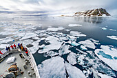 The Lindblad Expedition ship National Geographic Explorer in the Svalbard Archipelago, Norway, Arctic, Europe