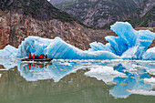 Guests from the Lindblad Expeditions ship National Geographic Sea Bird during Zodiac operations in Tracy Arm, Southeast Alaska, United States of America, North America