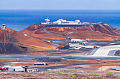 View of Wideawake Airfield on Ascension Island in the southern tropical Atlantic Ocean, South Atlantic Ocean