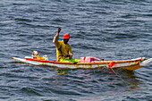 Local small Senegalese fishing boat near Ile des Oiseaux (Bird Island) in the Parc National du Delta du Saloum, UNESCO World Heritage Site, Senegal, West Africa, Africa