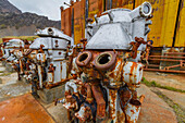 Views of the abandoned whaling station at Grytviken, Swedish for Pot Cove, on South Georgia in the South Atlantic, Polar Regions