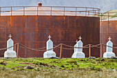 Ansichten des Friedhofs der verlassenen Walfangstation in der Stromness-Bucht auf Südgeorgien,Südlicher Ozean,Polargebiete