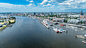 Aerial of the Speicherstadt, Hamburg, Germany, Europe, Europe