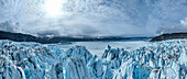 Aerial of the Eqi glacier, Western Greenland, Denmark, Polar Regions