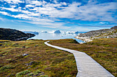 View over the Ilulissat Icefjord, UNESCO World Heritage Site, Western Greenland, Denmark, Polar Regions