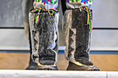 Closeup of Caribu shoes, Grise Fjord, most northern community in America, Nunavut, Canadian Arctic, Canada, North America