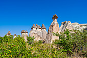 Fairy chimney rock formations, Pasabag Valley, Cavusin, Cappadocia, Anatolia, Turkey, Asia Minor, Asia