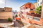 Gibraltar Castle Steps,schöne Wohngegend auf dem Hügel der engen Gassen,Gibraltar,Europa