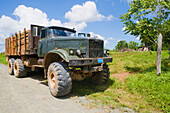 Ageing Russian truck used for rural transport, Pan de Azucar, Vinales National Park, UNESCO World Heritage Site, Pinar del Rio, Cuba, West Indies, Caribbean, Central America