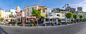 View of cafes and bars on Via Marina, Forio, Island of Ischia, Campania, Italy, Europe