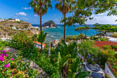 Blick auf Torre di Sant'Angelo von erhöhter Position in Sant'Angelo,Sant'Angelo,Insel Ischia,Kampanien,Italien,Europa