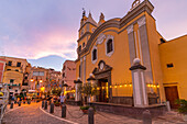 View of Church of Santa Maria della Pieta at dusk, Procida, Phlegraean Islands, Gulf of Naples, Campania, Southern Italy, Italy, Europe