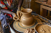 Potter at work in Kpalime, Togo, West Africa, Africa