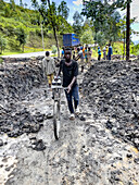 Road blocked by mudslides in western province, Rwanda, East Africa, Africa